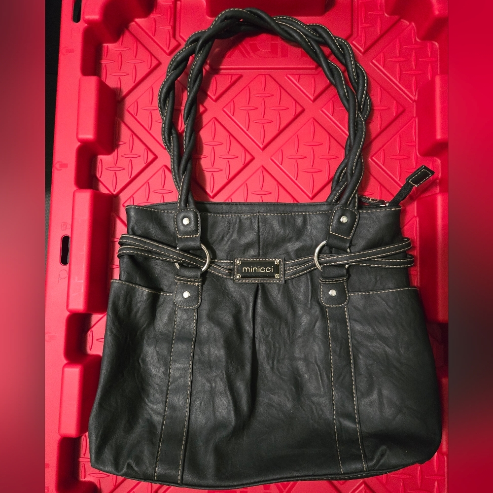 Minicci Black Purse with Braided Straps